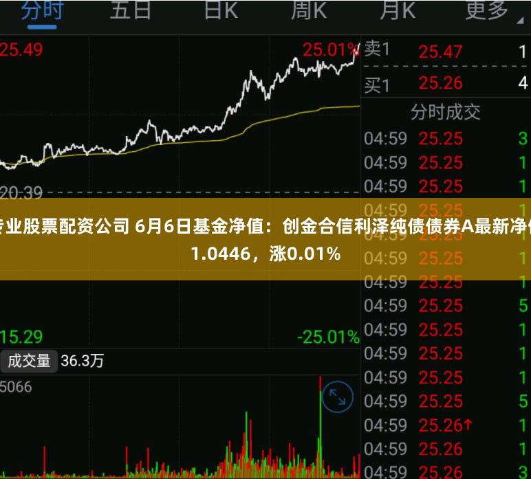 专业股票配资公司 6月6日基金净值：创金合信利泽纯债债券A最新净值1.0446，涨0.01%